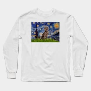 Weimaraner in Adaptatin of Starry Night by Van Gogh Long Sleeve T-Shirt